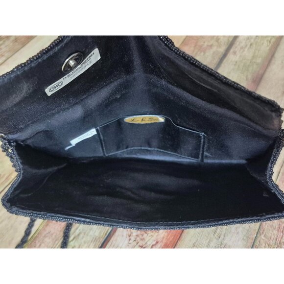 La Regale Vintage Evening Bag Black Rhinestone Beaded Clutch Purse Prom Formal - Picture 12 of 12